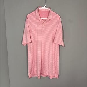 Johnnie-O Polo Shirt Mens XL Pink Stripe Golf Performance Stretch Jersey Top